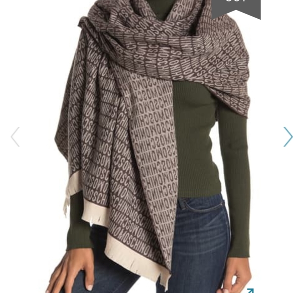 Moschino Logo Wool Fringe Blanket Throw Wrap - Picture 16 of 16